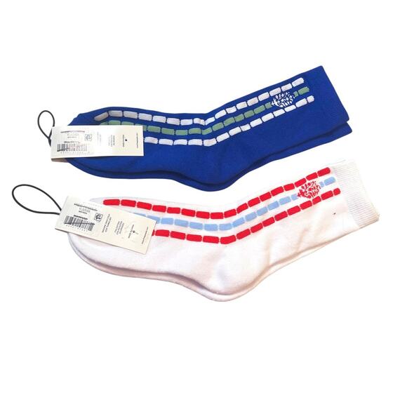 Free People Fast Lane Crew Socks Bundle of 2 Pairs White and Blue NEW - Picture 6 of 7